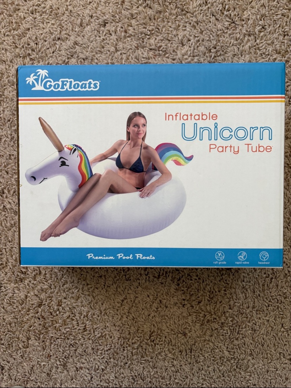 White Rainbow Mane Inflatable Unicorn Party Tube